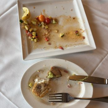Scoma's Restaurant - Halibut fillet with fried mushroom and sauteed veggies, sharable. - Seafood Near Me - San Francisco, California