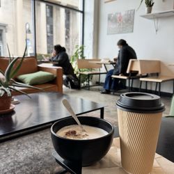 Rockford Roasting Company @ Embassy Suites - Steamed granola + vanilla latte