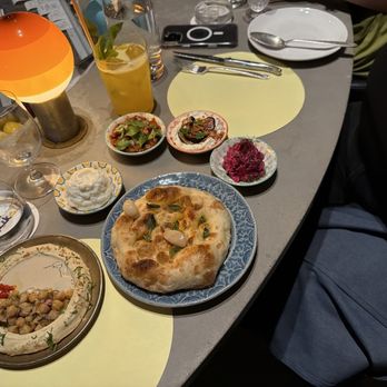 Shukette - Lots of dips and frena bread. Perfection! - Middle Eastern Near Me - New York, New York