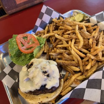 Rollie's Bar and Grill - Mushroom Swiss Burger - Sports Bars Near Me - Belfast, Maine