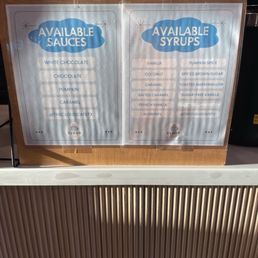 Syrup menu Syrup menu
