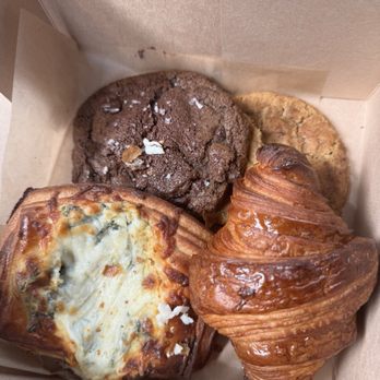 Salted Butter - A medley of goodies -- peanut butter cookie, chocolate cookie, butter croissant, spinach croissant pastry thing - Desserts Near Me - Pasadena, California Salted Butter - A medley of goodies -- peanut butter cookie, chocolate cookie, butter croissant, spinach croissant pastry thing - Desserts Near Me - Pasadena, California