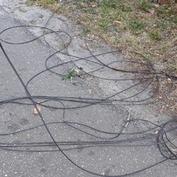 cables knocked down by speeding, swerving reckless driver who later said he didn't care about the wires. cables knocked down by speeding, swerving reckless driver who later said he didn't care about the wires.