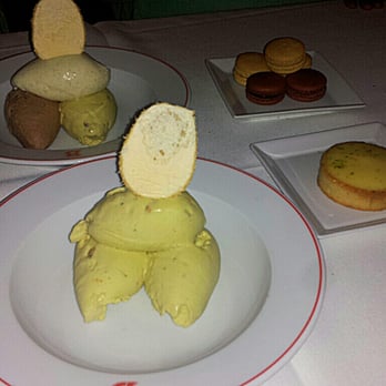 Benoit - Pistachio, Vanilla and Chocolate Ice Cream, Macaroons and Lemon Tart - French Near Me - New York, New York Benoit - Pistachio, Vanilla and Chocolate Ice Cream, Macaroons and Lemon Tart - French Near Me - New York, New York