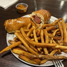 Italian Hot Dog and Old Bay fries Italian Hot Dog and Old Bay fries