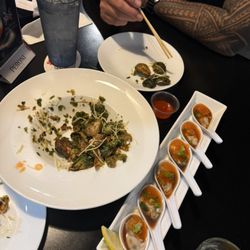 The Social Honolulu - POV: Brussels sprouts and oyster shooters. So good I forgot to take a before pic
