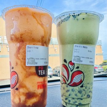 Kung Fu Tea - dragon warrior and chameleon matcha drinks ^__^)v - Bubble Tea Near Me - Howard Beach, New York