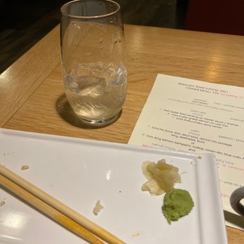 Sushi Taro - Empty water glass - Sushi Bars Near Me - Washington, DC, District of Columbia