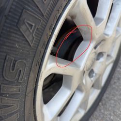 Mavis Tires & Brakes - Where you can see where the nuts and bolts weren't in placed, so my wheel wasn't even completely attached
