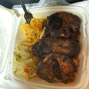 Just Jerk Cafe - Jerk catfish dinner (MAC and cheese and cabbage sides) - Caribbean Near Me - Chicago, Illinois