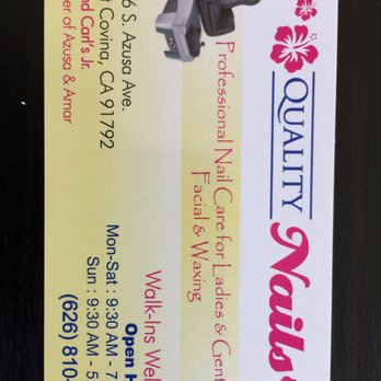 Quality Nails - Walk in; did a gel fresh tipped pedicure; $27, plus $3 tip Received minimal foot massage and moved out of massage chair.... - Nail Salons Near Me - West Covina, California