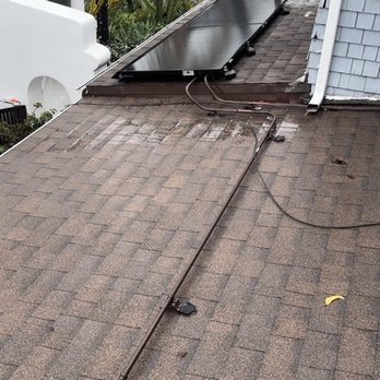 GreenCal Construction - This is the only area my roof leaks and they only part of the roof that Greencal touched. It leaks under where the gutter drains. - Roofing Near Me - Bellflower, California GreenCal Construction - This is the only area my roof leaks and they only part of the roof that Greencal touched. It leaks under where the gutter drains. - Roofing Near Me - Bellflower, California