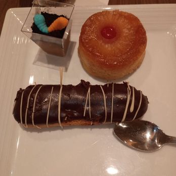 Fresh Harvest Buffet - My dessert plate. Eclair, pineapple upside down cake, and dirt cup. - Buffets Near Me - Tampa, Florida Fresh Harvest Buffet - My dessert plate. Eclair, pineapple upside down cake, and dirt cup. - Buffets Near Me - Tampa, Florida
