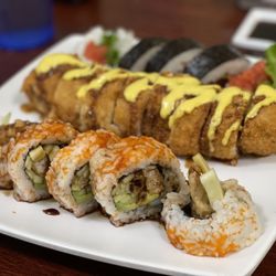 Miyako Restaurant - Spider roll, cowboy roll and a spicy tuna roll. Cowboy roll wins