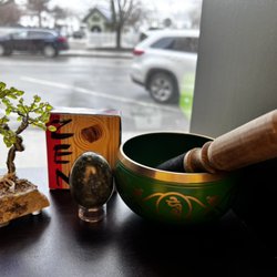 The Raven Collections - Zen sand art, jade egg and a singing bowl