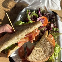 Overtime Brewing - BLT with thick bacon and local bread, green salad with local greens.