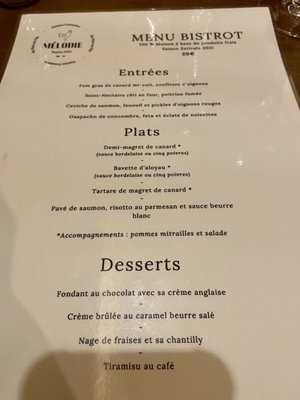 Menu photo 1 Restaurant Mélodie Bordeaux, 33 Menu photo 1 Restaurant Mélodie Bordeaux, 33