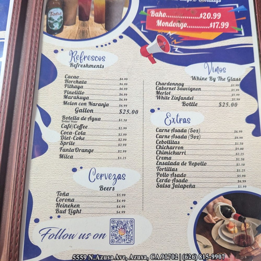 El Gallo Pinto - Menu 2 - Nicaraguan Near Me - Azusa, California