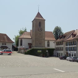 Hotel-Restaurant Krone - The clock tower that ding donged all night long.