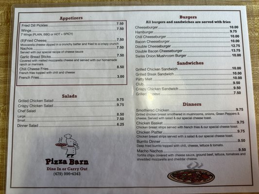 Menu photo 1 Pizza Barn Greenwood, AR Menu photo 1 Pizza Barn Greenwood, AR