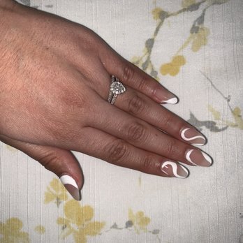CT Nails - Almond/oval abstract wavy nails - Nail Salons Near Me - Rowland Heights, California