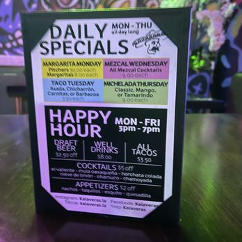 Kalaveras - Daily Specials - Cocktail Bars Near Me - Pasadena, California Kalaveras - Daily Specials - Cocktail Bars Near Me - Pasadena, California