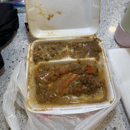 Enchiladas put in bag upside from restaurant Enchiladas put in bag upside from restaurant