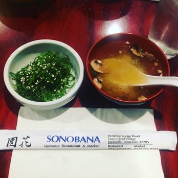 Sonobana - Seaweed salad and Miso soup - Japanese Near Me - Nashville, Tennessee Sonobana - Seaweed salad and Miso soup - Japanese Near Me - Nashville, Tennessee