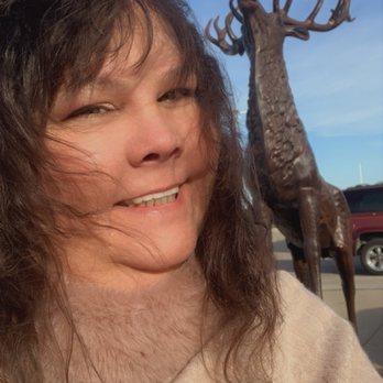 Flying J - Me n a giant deer. It's cold AF friends! And windy. - Gas Stations Near Me - Cisco, Texas
