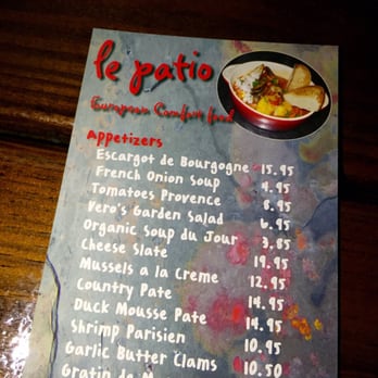 Le Patio - Dinner Menu! - French Near Me - Wilton Manors, Florida