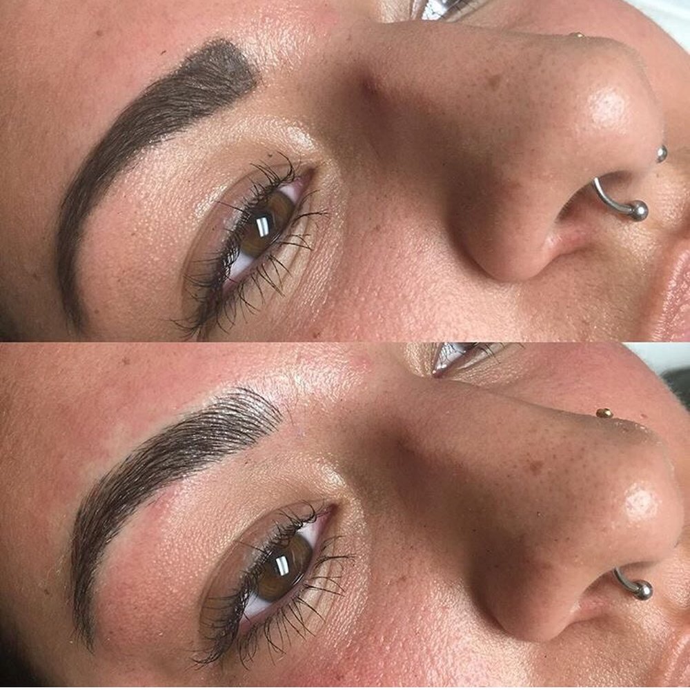 Spitale Laser Spa Salon - Top:how I filled in my brows prior Bottom: 1 microblading session - Hair Salons Near Me - Rochester, New York