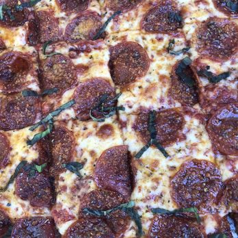 Novel Pizza Cafe - Pepperoni with basil and hot honey - Pizza Near Me - Chicago, Illinois Novel Pizza Cafe - Pepperoni with basil and hot honey - Pizza Near Me - Chicago, Illinois