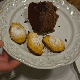 Chocolate mousse and madelines
