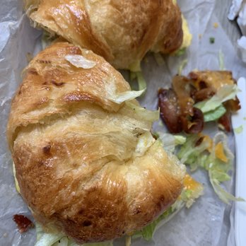 Brooklyn Bagel Bakery - Egg, cheese, bacon, lettuce and tomato on a croissant. - Bagels Near Me - Arlington, Virginia