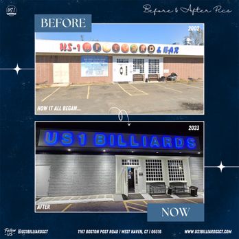 US 1 Billiards - Our before and after - Bars Near Me - West Haven, Connecticut US 1 Billiards - Our before and after - Bars Near Me - West Haven, Connecticut