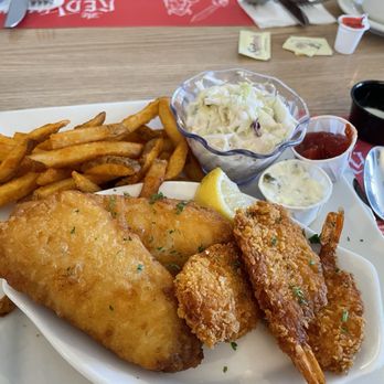 Red Viking Restaurant - The Captain's platter: comes with fried fish, shrimp, coleslaw, and fries. - Breakfast & Brunch Near Me - Solvang, California Red Viking Restaurant - The Captain's platter: comes with fried fish, shrimp, coleslaw, and fries. - Breakfast & Brunch Near Me - Solvang, California