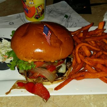 Salmon Run Fish House - Burger and sweet potato fries - Seafood Near Me - Lee, Massachusetts Salmon Run Fish House - Burger and sweet potato fries - Seafood Near Me - Lee, Massachusetts