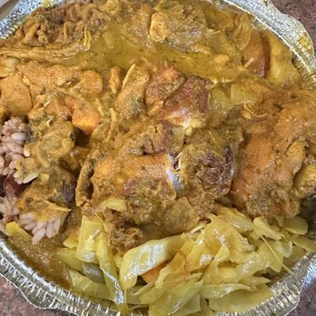 Roy's Caribbean-Restaurant & Grocery - Curry Chicken, rice and beans and cabbage - Caribbean Near Me - Albany, New York