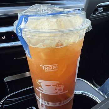 Tram Cream Coffee - Tape to hold the lid and cup together. Full of Ice - Coffee & Tea Near Me - San Jose, California Tram Cream Coffee - Tape to hold the lid and cup together. Full of Ice - Coffee & Tea Near Me - San Jose, California