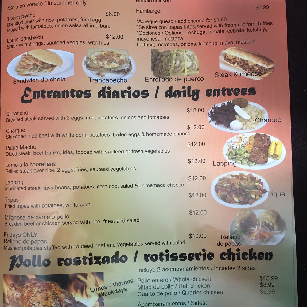 El Sabor Boliviano - Paper menu third page - Latin American Near Me - Springfield, Virginia El Sabor Boliviano - Paper menu third page - Latin American Near Me - Springfield, Virginia