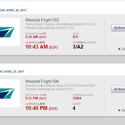 WestJet - Expect flight delays. Don't bet really important trips on it!!