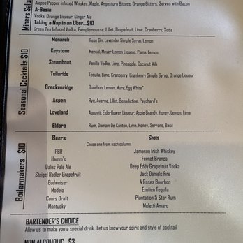 Miners Saloon - Drink menu - Cocktail Bars Near Me - Golden, Colorado Miners Saloon - Drink menu - Cocktail Bars Near Me - Golden, Colorado