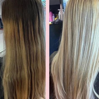 Hey Beautiful Salon - before 1 year no color and after 3 color tri color highlights - deep conditioning -she loved it - Hair Stylists Near Me - Oakland Gardens, New York Hey Beautiful Salon - before 1 year no color and after 3 color tri color highlights - deep conditioning -she loved it - Hair Stylists Near Me - Oakland Gardens, New York