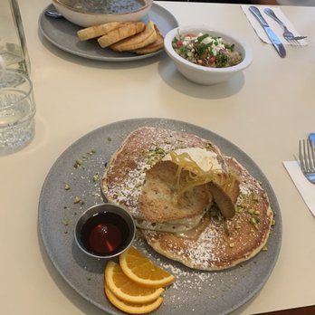 Modern Electric Lunch - Pistachio Pankakes - Cafes Near Me - Winnipeg, Manitoba