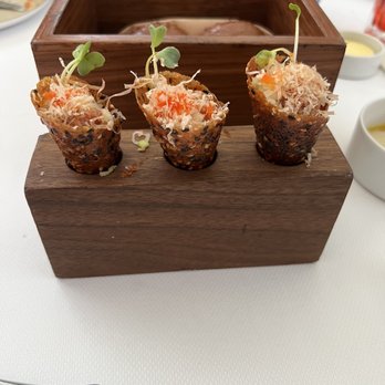 Spago - Spicy Big Eye Tuna Tartare Cones* - New American Near Me - Beverly Hills, California Spago - Spicy Big Eye Tuna Tartare Cones* - New American Near Me - Beverly Hills, California