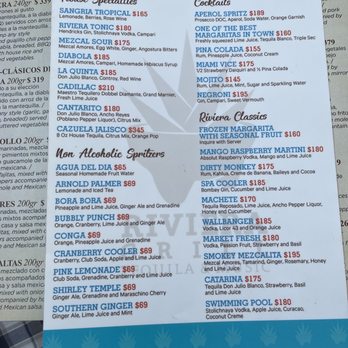 Riviera Grill - Drink Menu 2022 - Mediterranean Near Me - Nuevo Vallarta, NAY