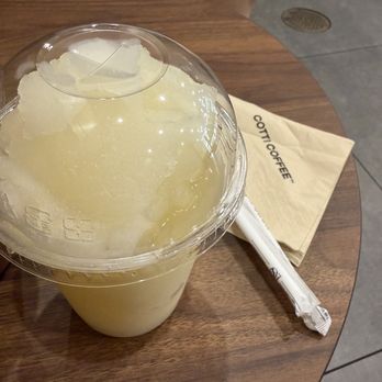 Cotti Coffee - supposed to be a white grapefruit jasmine frappe, what it really tastes like: a simple white grapefruit slushie, definitely not a frappe - Coffee & Tea Near Me - Honolulu, Hawaii Cotti Coffee - supposed to be a white grapefruit jasmine frappe, what it really tastes like: a simple white grapefruit slushie, definitely not a frappe - Coffee & Tea Near Me - Honolulu, Hawaii