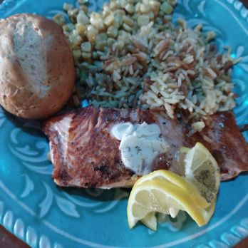 Lazy Lizard Grill - Samoan with Rice and a dinner roll - Pubs Near Me - Cedar Crest, New Mexico