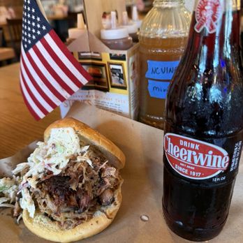 Mission BBQ - Pulled pork sandwich with slaw and Cheerwine in a glass bottle - Sandwiches Near Me - Lake Mary, Florida Mission BBQ - Pulled pork sandwich with slaw and Cheerwine in a glass bottle - Sandwiches Near Me - Lake Mary, Florida