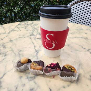Cafe Sheera - Egyptian Rose Latte & an assortment of gourmet baklava and dates. Absolutely first class - Cafes Near Me - Beverly Hills, California